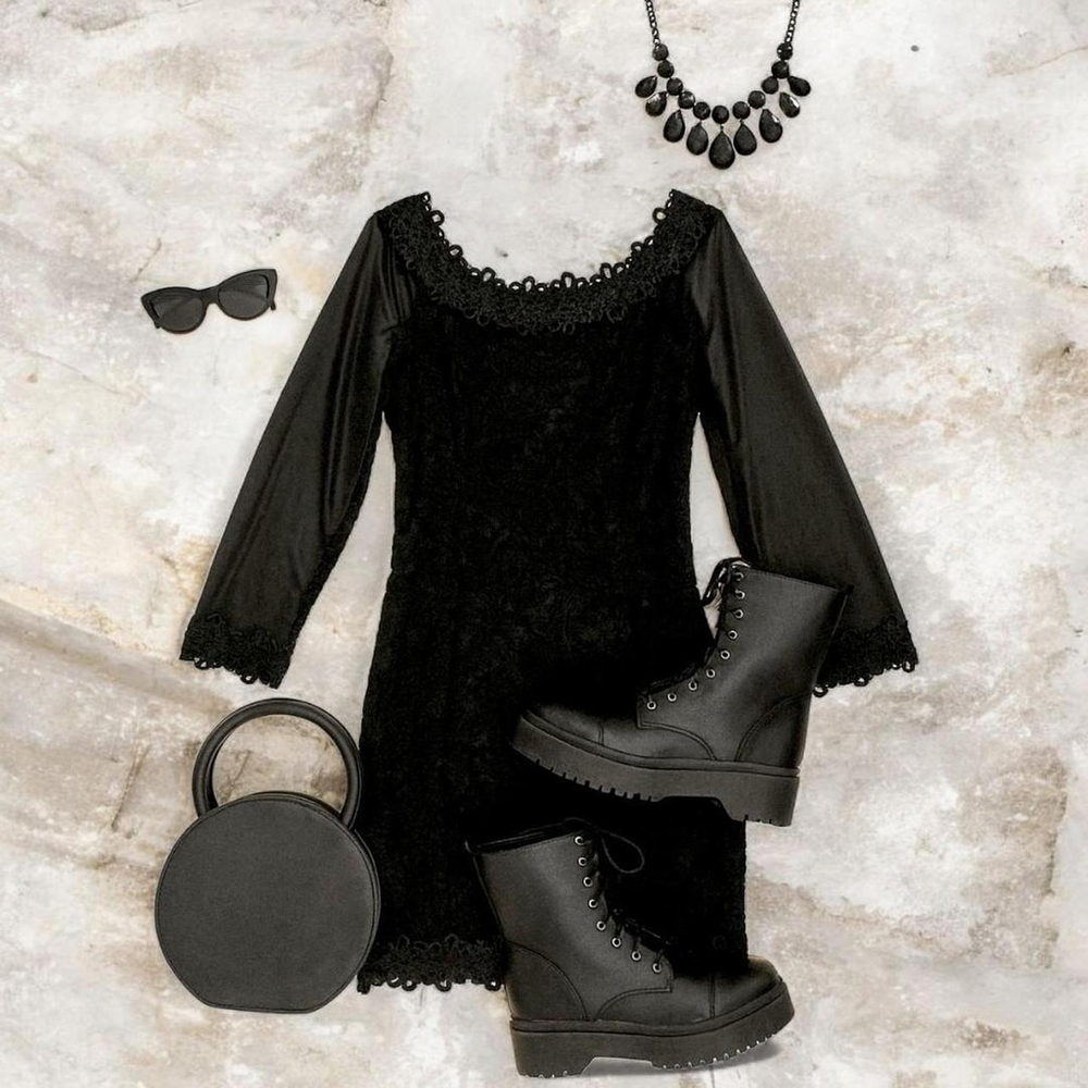 Punk Rave Black Lace Long Sleeve Bodycon Dress XXL